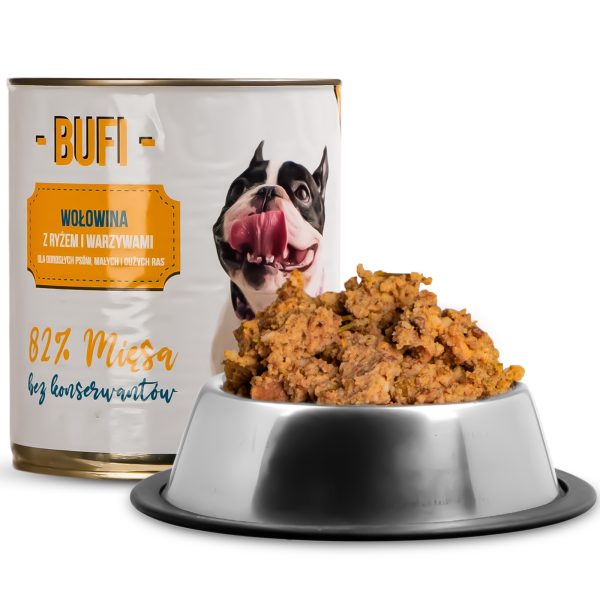 Bufi Karma dla Psów Premium - 82% mięsa wołowego 830g sklep akwarystyczny śląsk