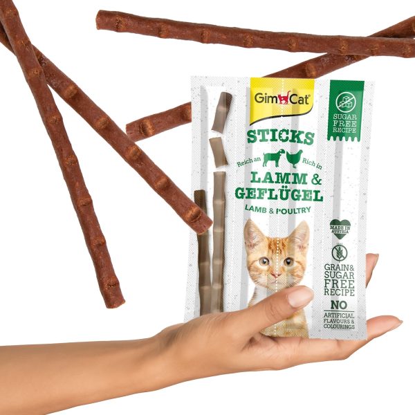GimCat Sticks 95% Meat - kiełbaski jagnięcina i drób 4 sztuki sklep premium dla akwarystów