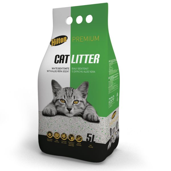 Hilton Cat Litter White Aloe 5l - żwirek biały bentonitowy o zapachu aloe vera sklep akwarystyczny śląsk
