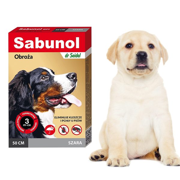 SABUNOL - obroża ozdobna biobójcza dla psa 50cm szara sklep premium dla akwarystów