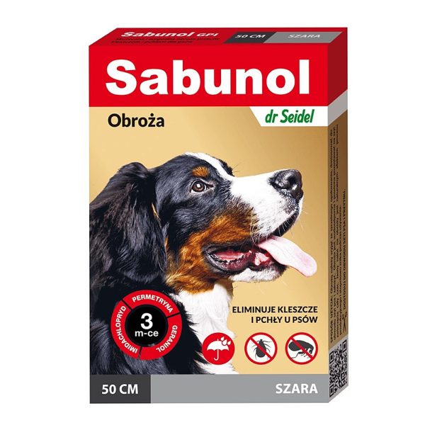 SABUNOL - obroża ozdobna biobójcza dla psa 50cm szara sklep akwarystyczny śląsk