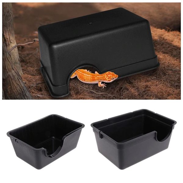Terrario CubeCave - jaskinia  miska na wodę i pokarm 17x12x7cm sklep premium dla akwarystów
