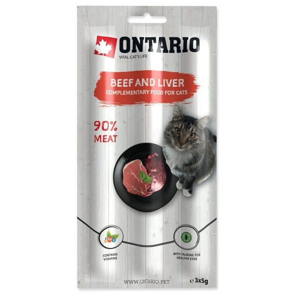 ONTARIO Miękki kabanos dla kotów wołowina z wątróbką pakowane po trzy sztuki - 3 X 5g (213-5816) sklep akwarystyczny śląsk