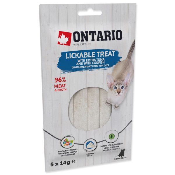 ONTARIO Przysmak do lizania dla kotów extra tuńczykiem i dorszem 5x14g (213-53723)