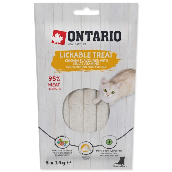 ONTARIO Przysmak do lizania dla kotów o smaku kurczaka z multiwitaminą  5x14g (213-53308) sklep akwarystyczny śląsk