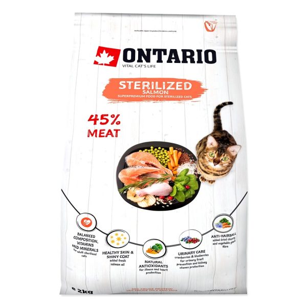 ONTARIO Cat Sterilised Salmon 2kg / Pokarm dla kotów sterylizowanych łosoś  (213-10775) sklep akwarystyczny śląsk