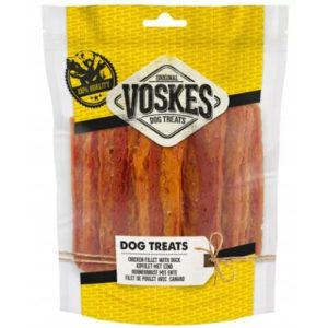 Voskes Chicken Fillet Strips With Duck - suszony filet dla psa z kurczaka i kaczki 400g sklep akwarystyczny śląsk