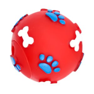 Pet Nova zabawka gumowa - piłka ze wzorem łapek i kości czerwona 6cm sklep akwarystyczny śląsk