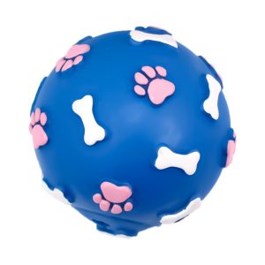 Pet Nova zabawka gumowa - piłka ze wzorem łapek i kości niebieska 9cm sklep akwarystyczny śląsk