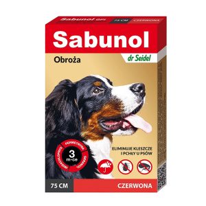 SABUNOL PLUS - obroża ozdobna biobójcza dla psa 75cm czerwona sklep akwarystyczny śląsk