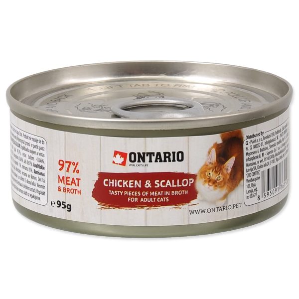 ONTARIO Chicken Pieces+Scallop 95g / Kawałki kurczaka i przegrzebki puszka 95g dla dorosłych kotów (213-2000) sklep akwarystyczny śląsk