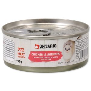 ONTARIO Junior Chicken Pieces+Shrimp 95g / Kawałki kurczaka i krewetki puszka 95g dla młodych kotów (213-2001) sklep akwarystyczny śląsk
