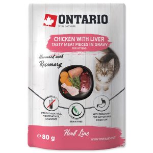 ONTARIO linia ziołowa - Pokarm dla kociąt w saszetce - Kurczak z wątróbką